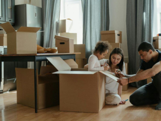 A family getting ready to move to a new home