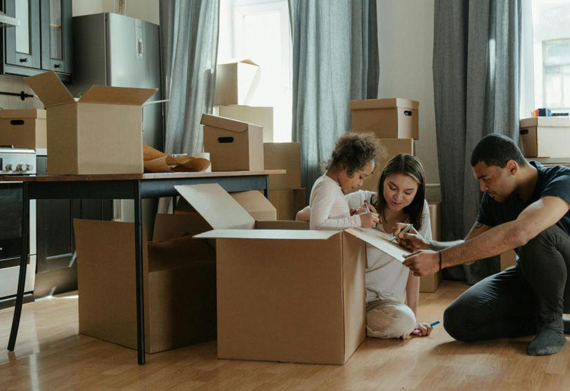 A family getting ready to move to a new home