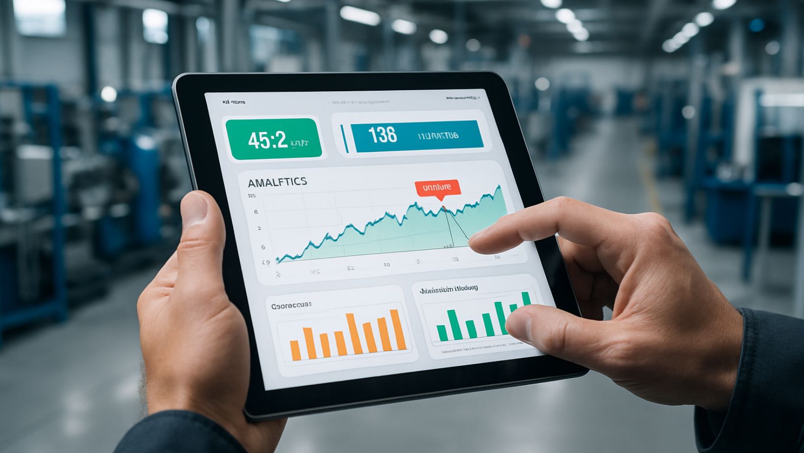 Analytics dashboard on tablet showing performance metrics