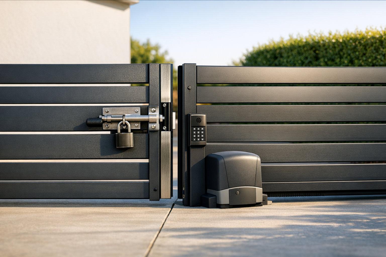 manual gate systems, automatic gate systems, home security gates, remote controlled gates, security gate installation, smart gate systems, driveway gate options, gated home security, electric gate operators, residential gate solutions